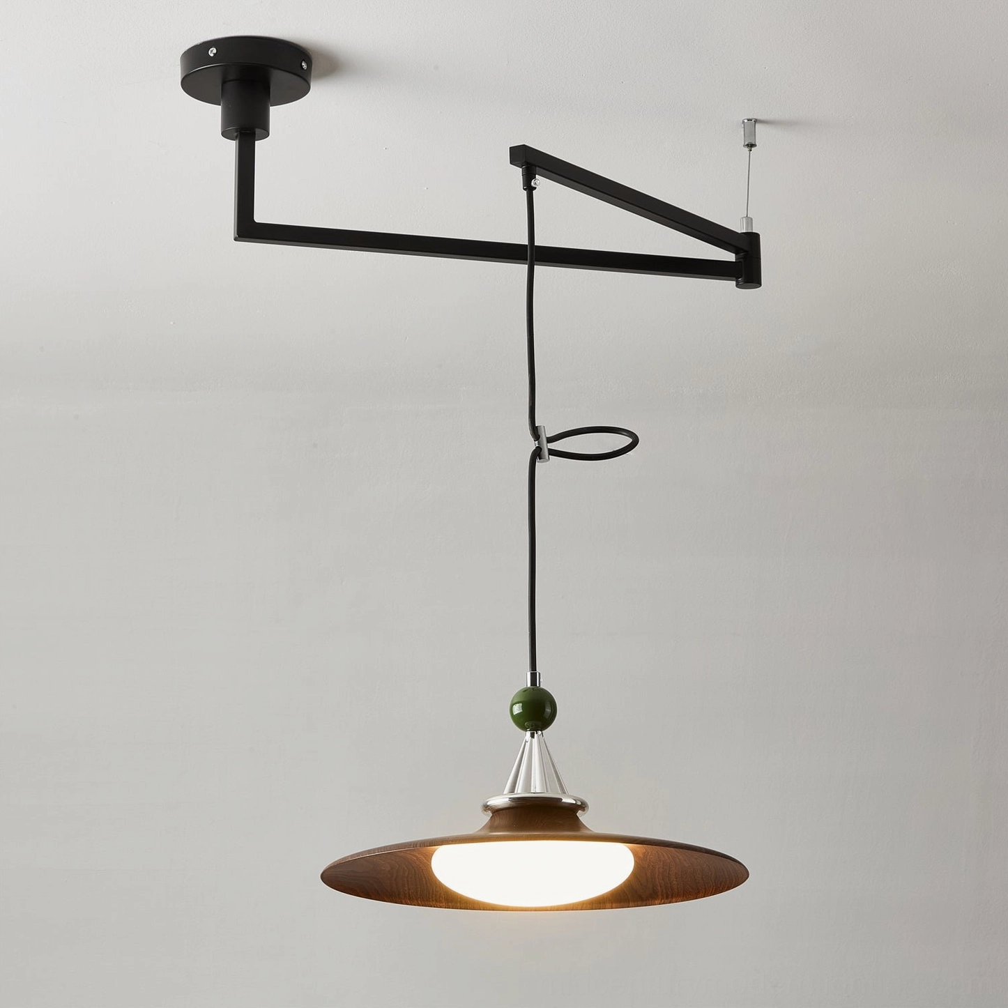 Eden swing arm pendant light suspended multiple units creating statement lighting installation for modern home design