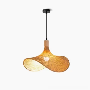 Taiga handwoven rattan pendant lamp studio shot - natural boho modern ceiling light fixture