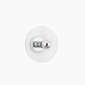 Taly dual-head chrome wall sconce with glass shades, overhead studio view on white background