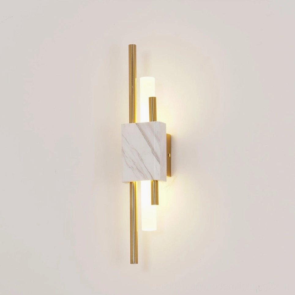 Compact Tanto marble wall sconce showing vertical sculptural form and frosted acrylic cover - small modern wall light