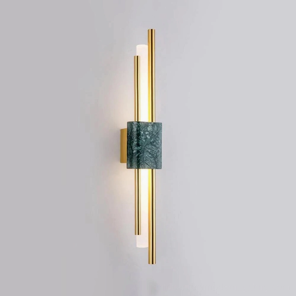 Tanto green marble wall sconce with polished brass - modern minimalist wall-mounted marble light