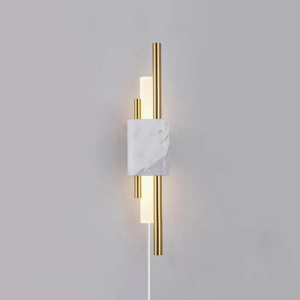 Tanto green marble wall lamp detail showing natural stone texture and contemporary metal hardware