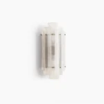 Tasha Art Deco wall sconce with seeded white bubble glass and brass accents, frontal studio view