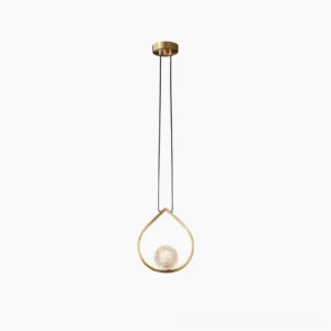 Teardrop pendant lamp side profile showing faceted opaque glass shade