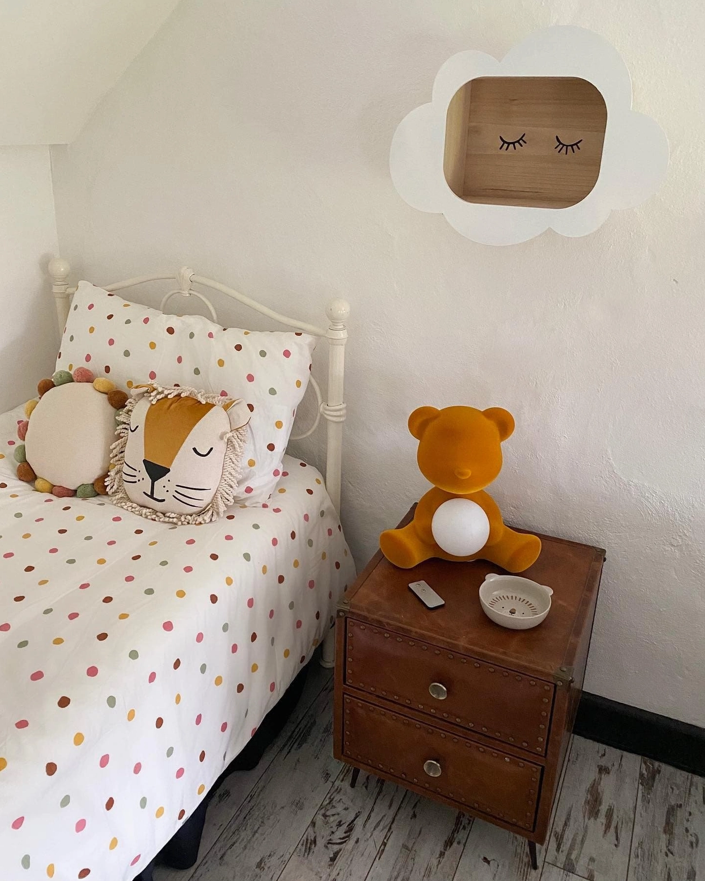 Teddy bear table lamp detailed view showing flocked matte texture and craftsmanship
