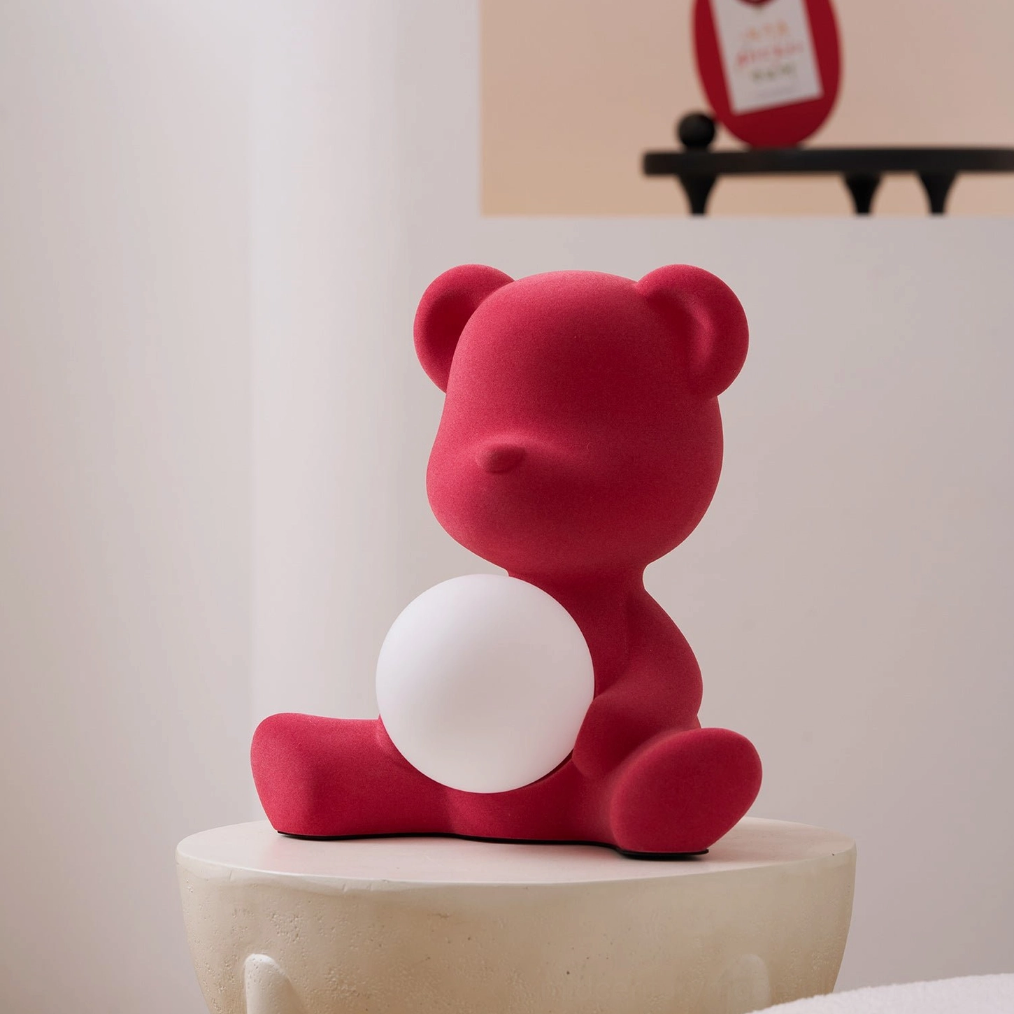 Teddy bear table lamp lifestyle shot in contemporary home interior setting