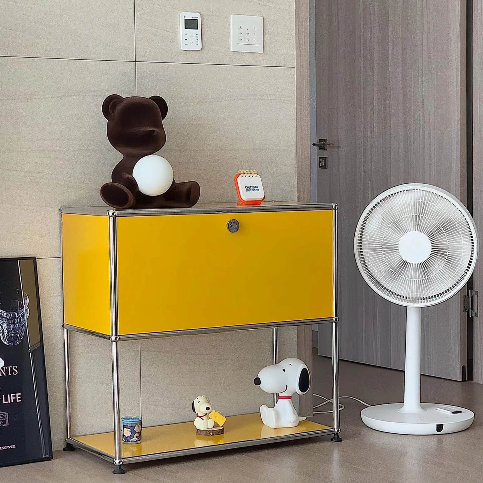 Teddy bear table lamp statement piece large size on styled surface