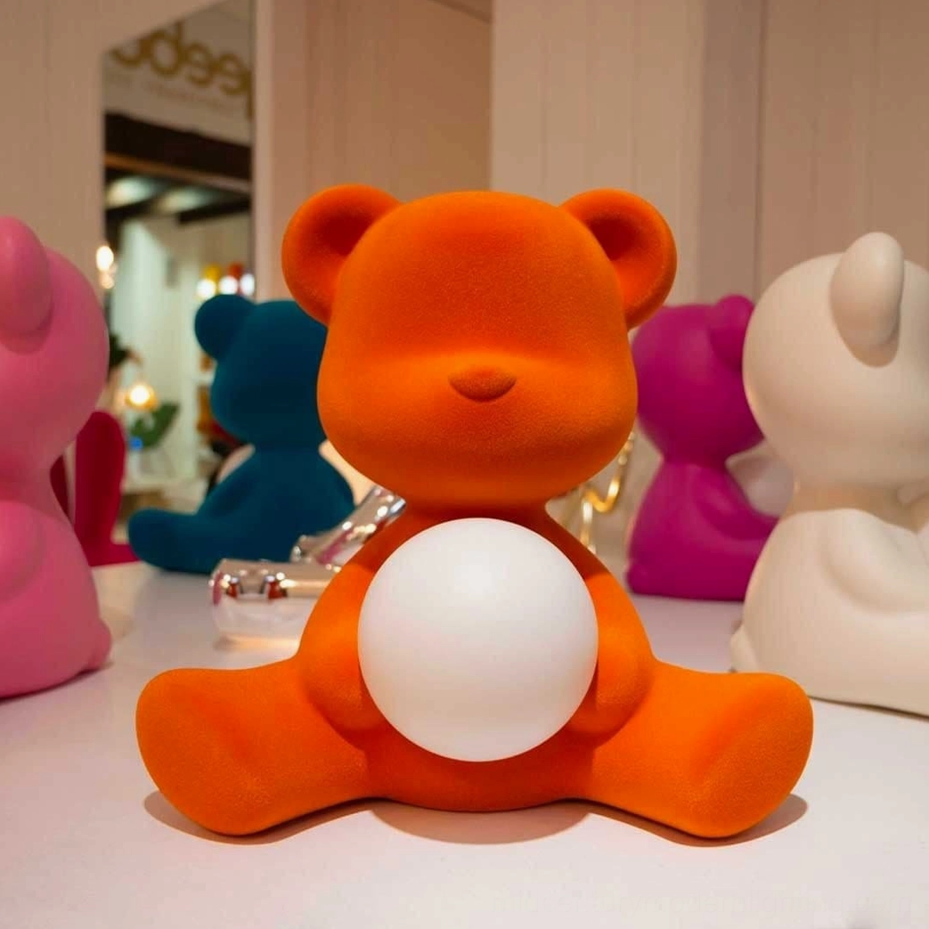 Teddy bear table lamp detail showing integrated LED light source