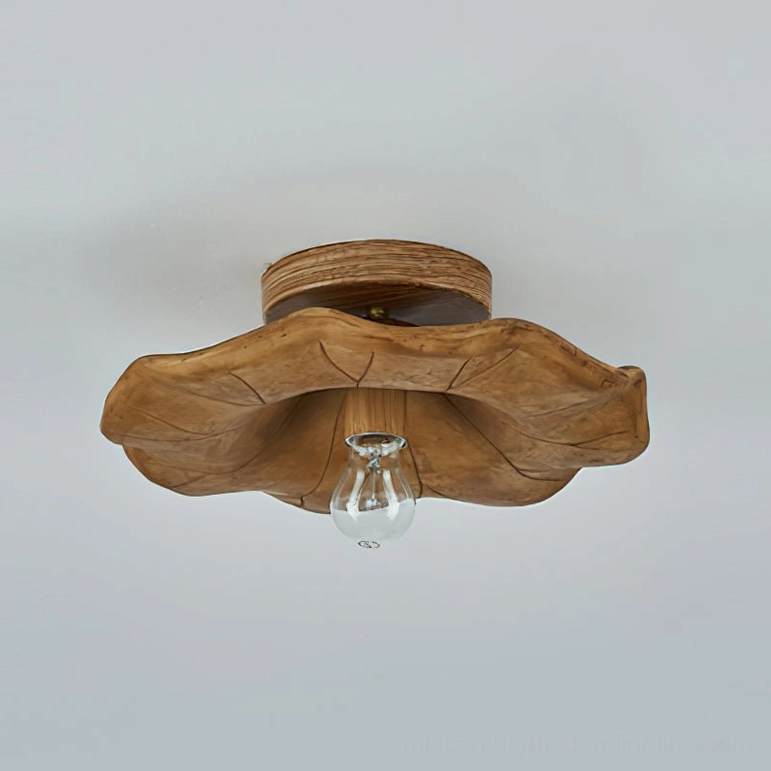 Teelin flush mount walnut ceiling light warm ambient glow product photograph