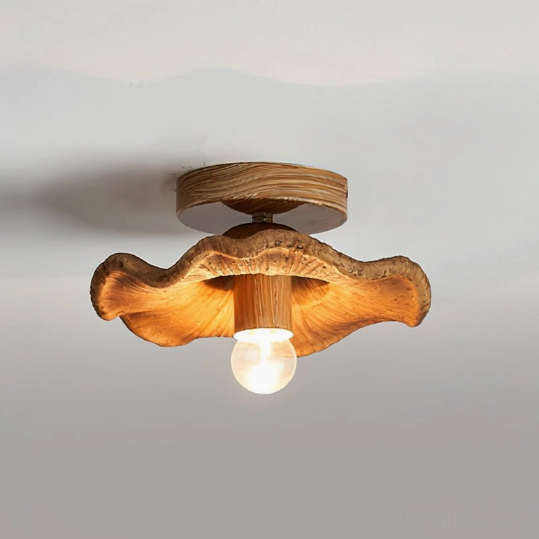 Teelin Model C 9 inch walnut ceiling light compact E27 bulb hallway fixture