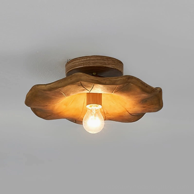 Teelin Model J 14.6 inch walnut ceiling flush mount light large diameter version