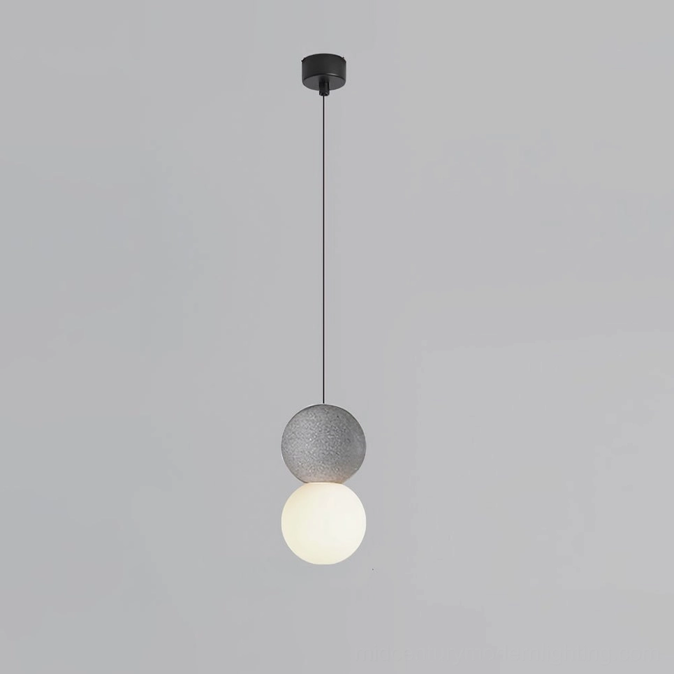Terrazzo ball pendant light in grey terrazzo finish, modern aesthetic