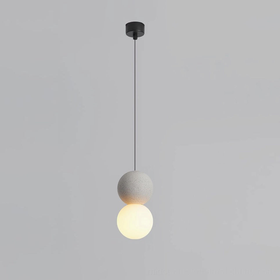 Terrazzo ball pendant light close-up of terrazzo sphere texture