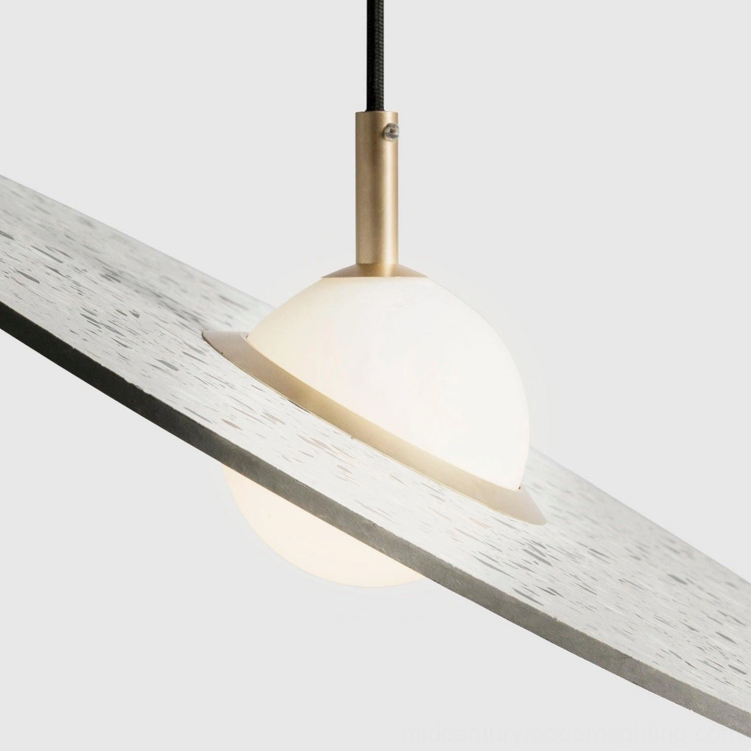 Terrazzo pendant light showing acrylic diffuser and internal LED component