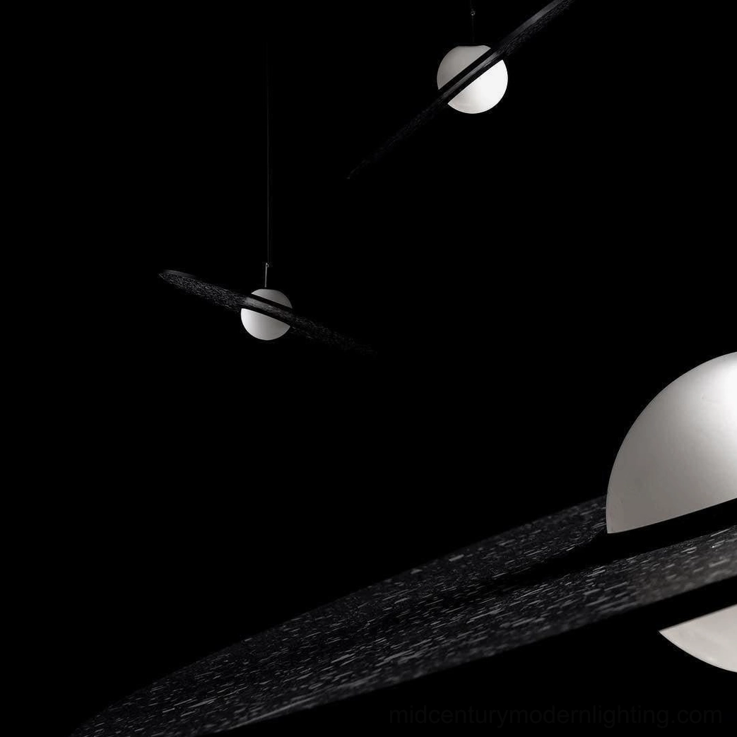 Planet terrazzo pendant lamp ceiling mount and wire suspension system side view