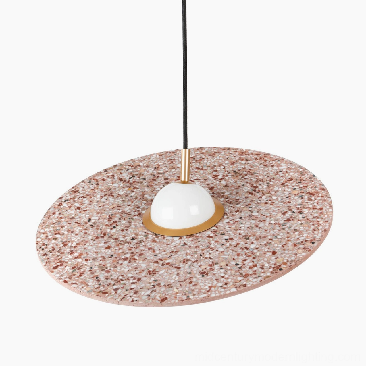 Terrazzo pendant lamp group installation showing multiple colors coordinated design