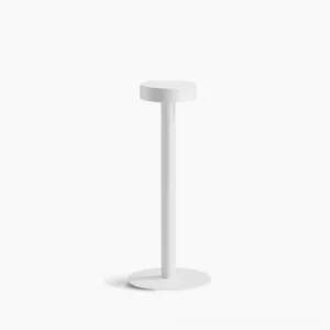 Tetatet cordless LED table lamp minimalist white cylindrical design front view studio