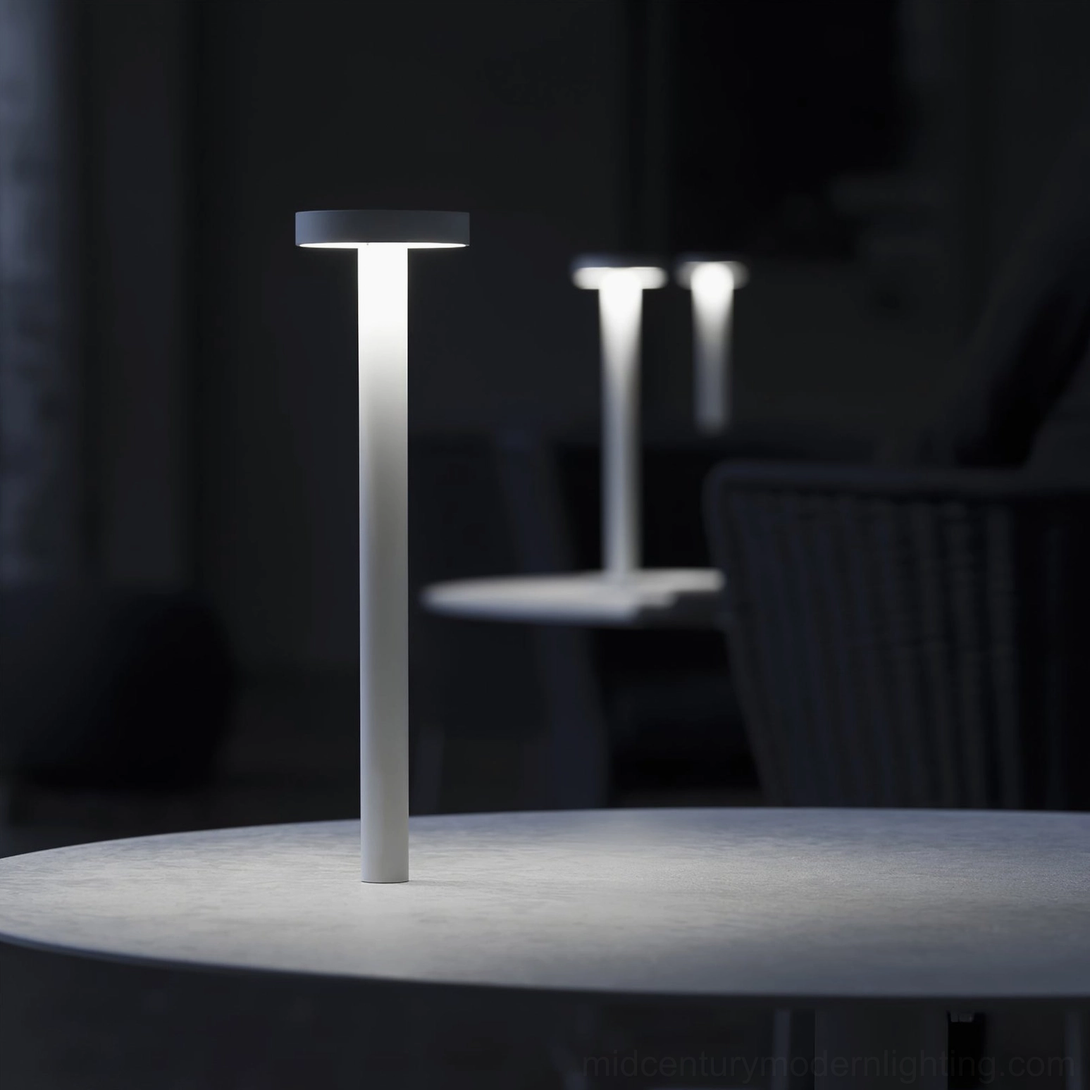 Tetatet LED table lamp modern café indoor white cylindrical minimalist front design