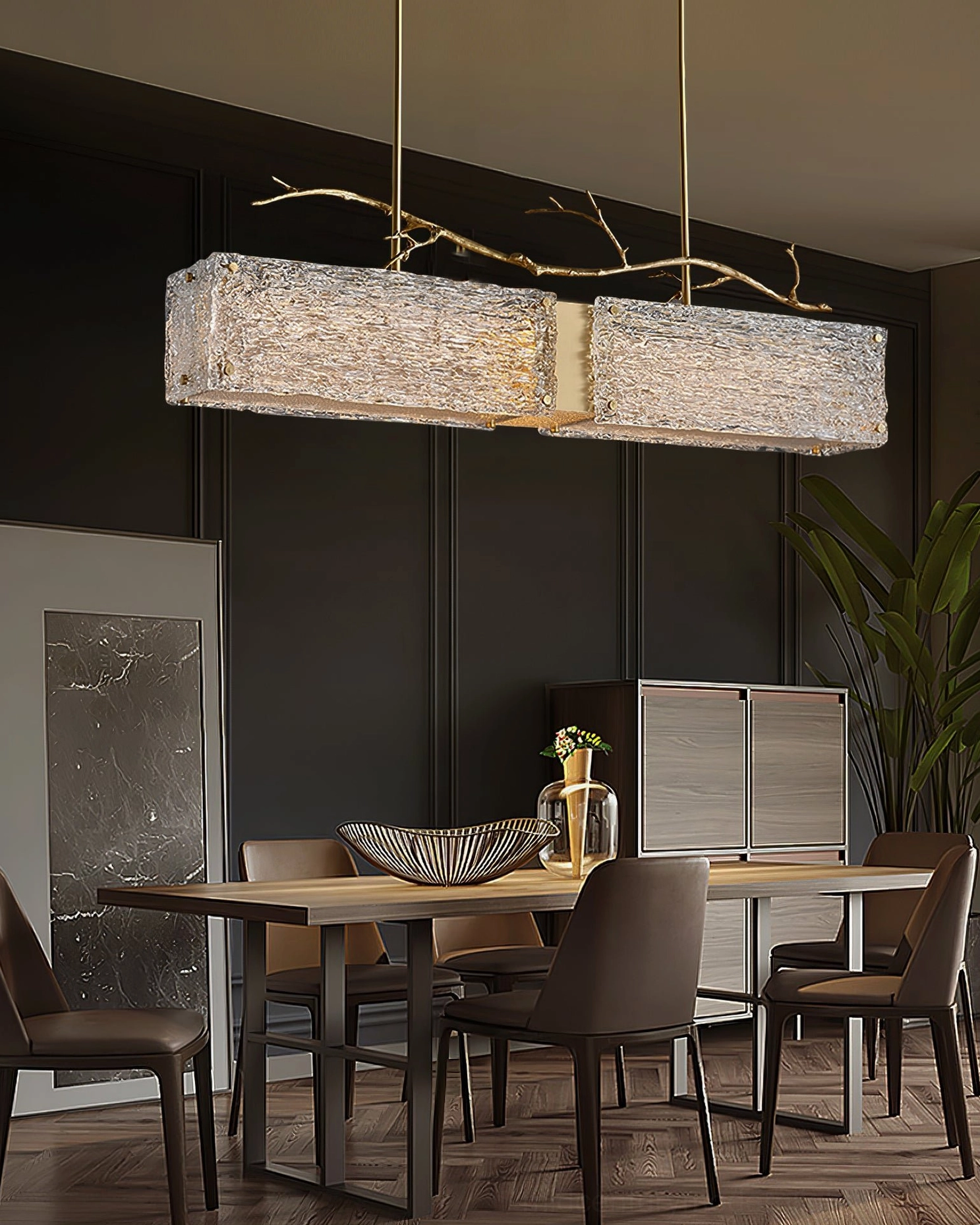 Thalassa mid-century modern glass branch pendant light showcasing organic sculptural form and contemporary lighting design