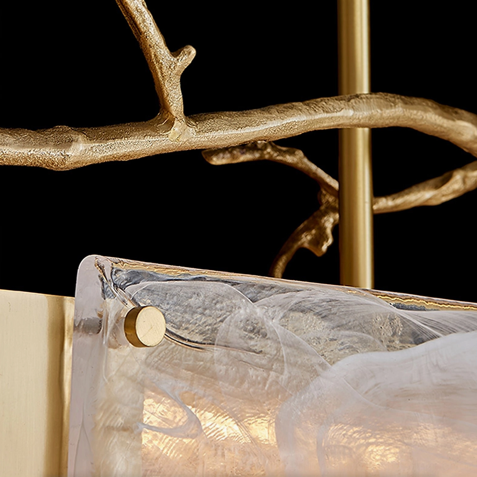 Thalassa contemporary glass branch chandelier full product perspective showcasing sculptural elegance and minimalist aesthetic balance