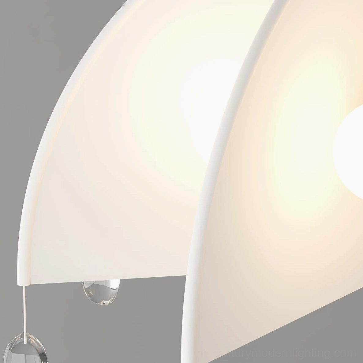 Thera dome pendant light fixture - premium matte white finish with elegant crystal accents and mounting hardware