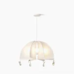 Thera white dome pendant light with crystal accents - frontal studio view showcasing matte finish and elegant dome design