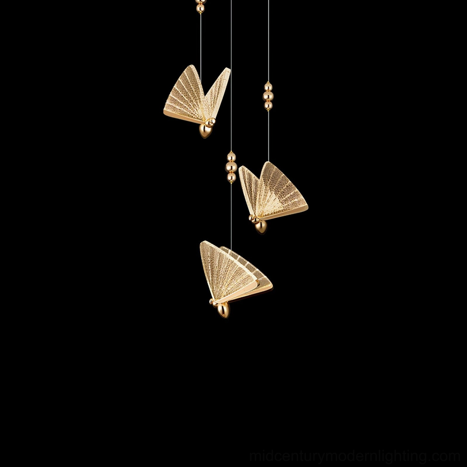 Butterfly pendant light three-head round configuration