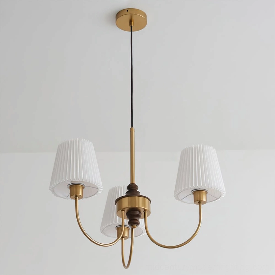 Josef 3-head solid wood chandelier white and gold finish product configuration