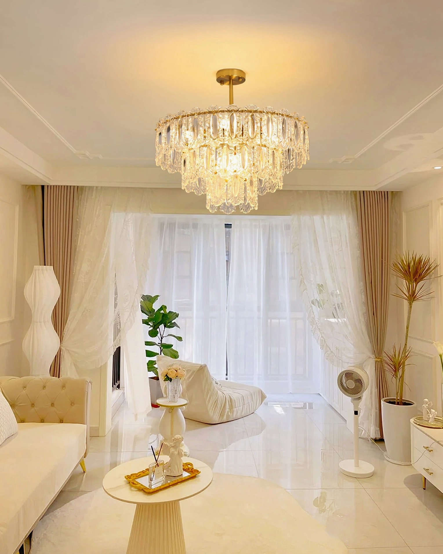 Vienna crystal chandelier three-layer configuration for balanced rooms with medium diameter