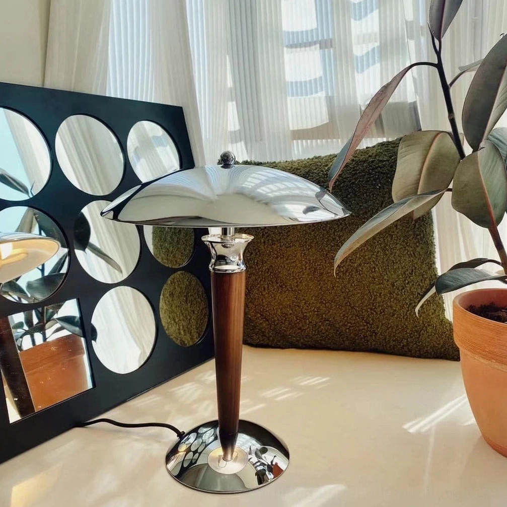 Tibby table lamp bottom view showing base construction and stability features