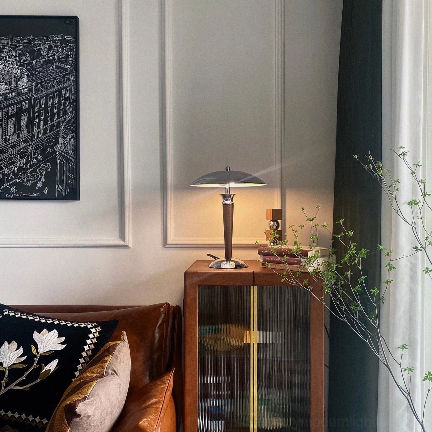 Tibby mid-century modern lamp multiple interior angles and perspectives styling showcase