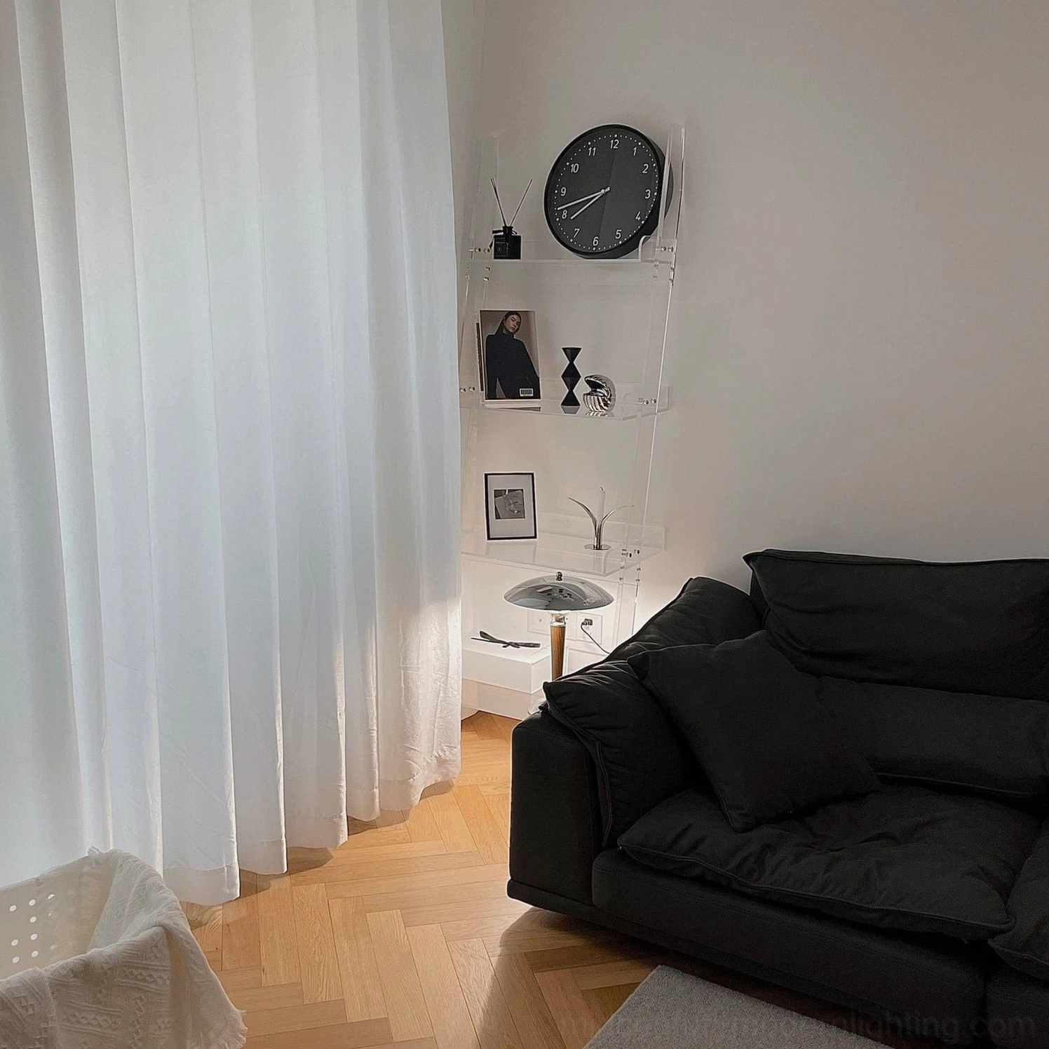 Tibby mid-century modern lamp in minimalist interior space as focal point