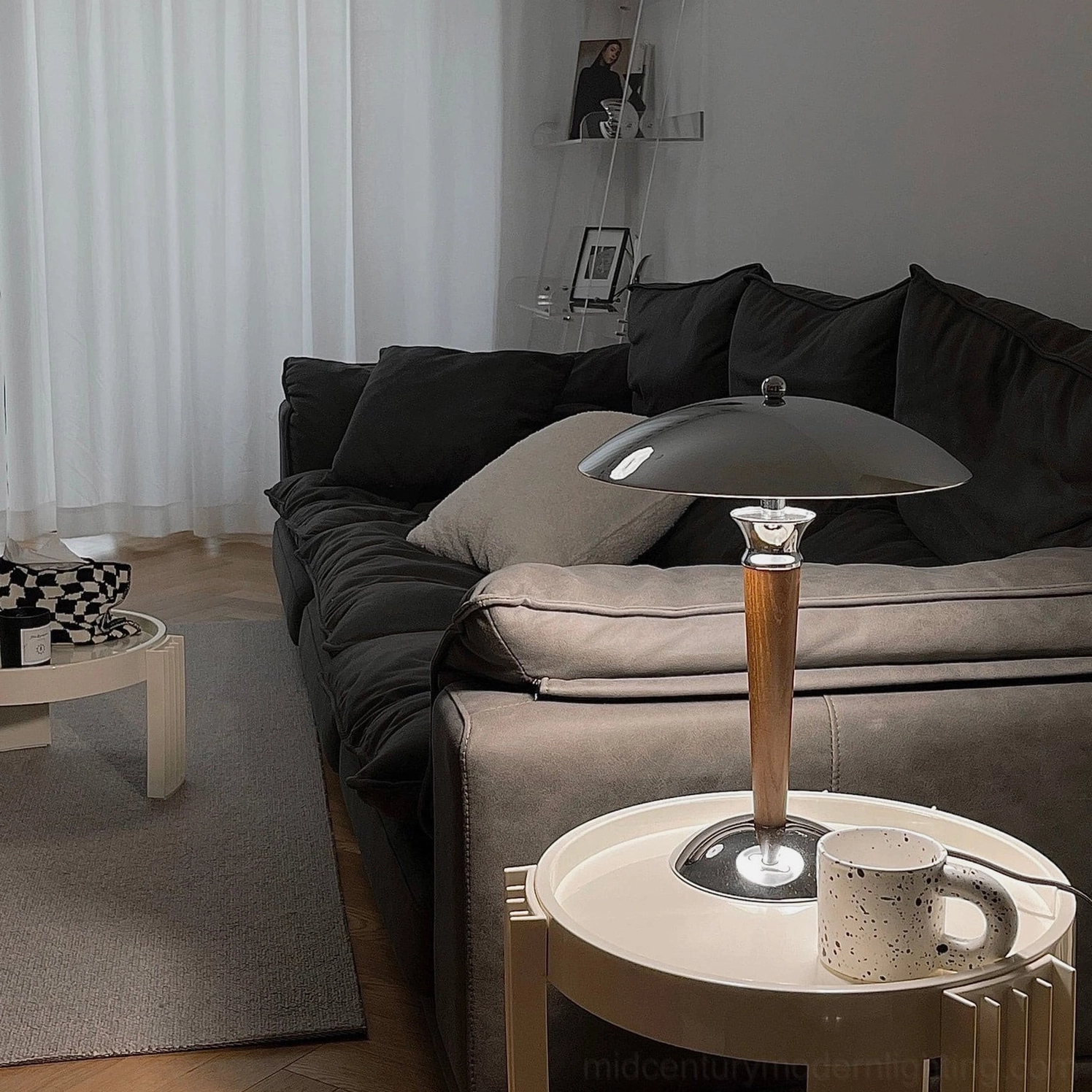 Tibby table lamp overhead view showing shade diameter and proportional balance