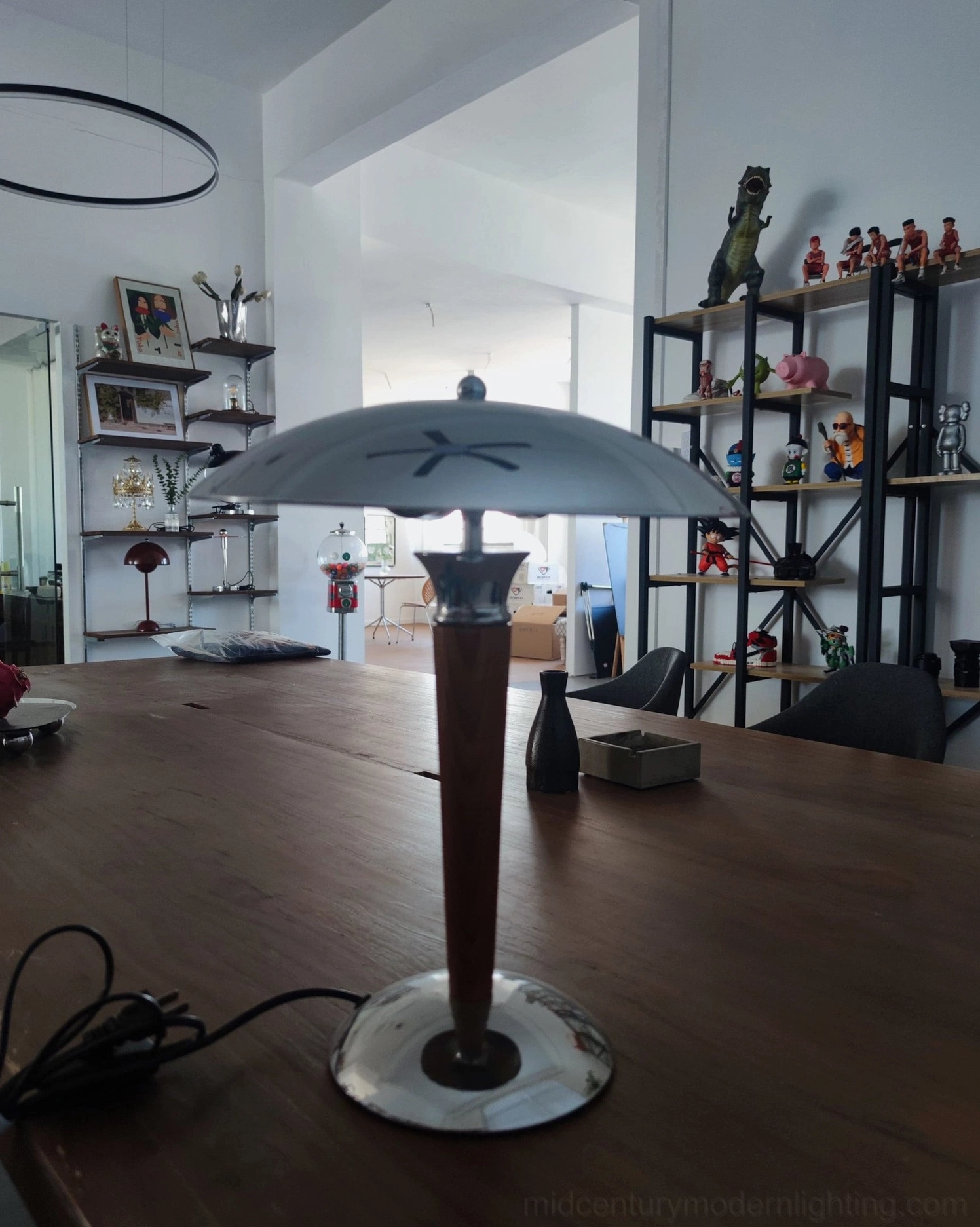 Tibby mushroom lamp wooden base and stem craftsmanship close-up showcasing material quality