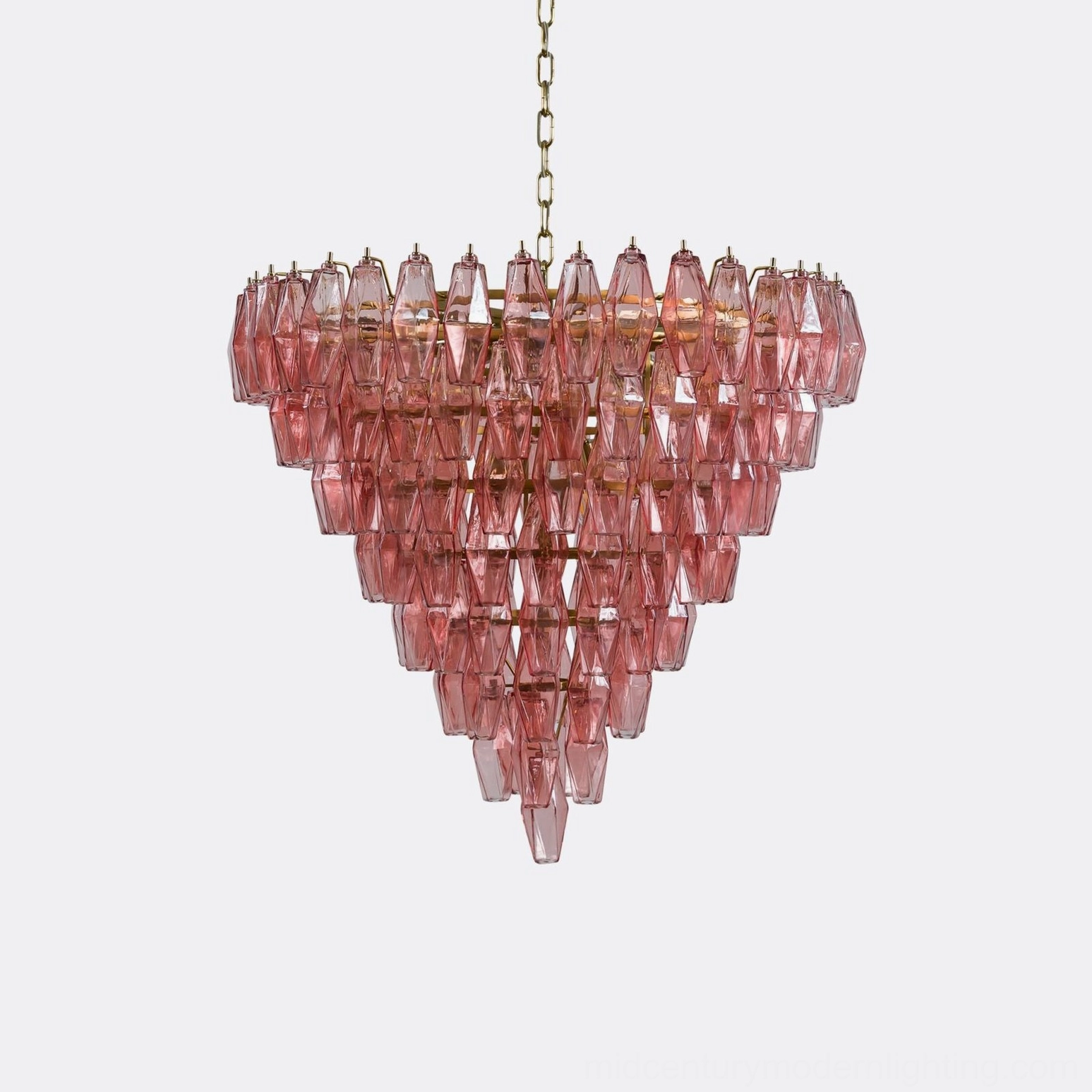 Multi-tiered crystal prism chandelier fashion photography studio product shot