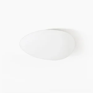 Toan LED flush mount ceiling light in matte white, frontal view on pure white background, minimalist dome design