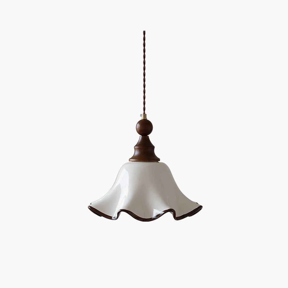 Toledo single wave ceramic pendant light - full product shot showcasing mid-century modern design