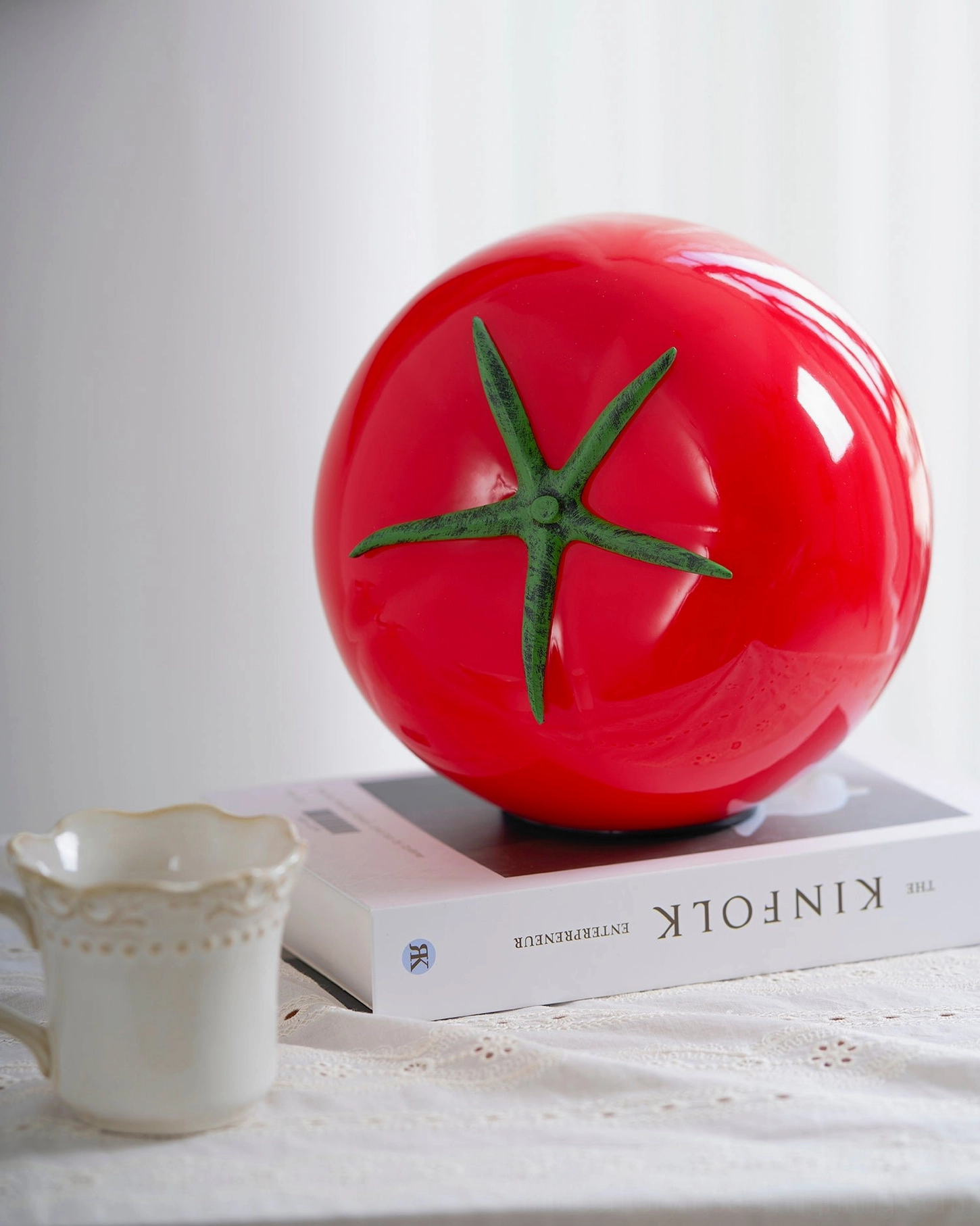 Tomato glass lamp product image vibrant red color pop of color