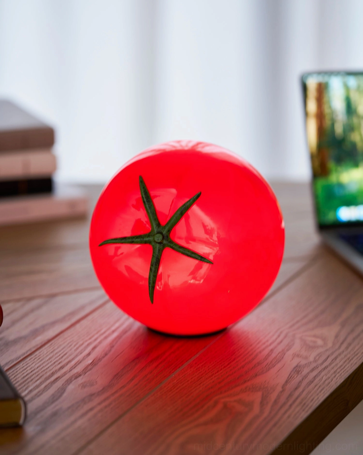 Tomato glass table lamp paired with modern furniture contemporary space