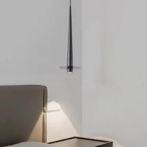 Toronto black pendant lamp bedroom installation - pendant light above bedside with matte black finish
