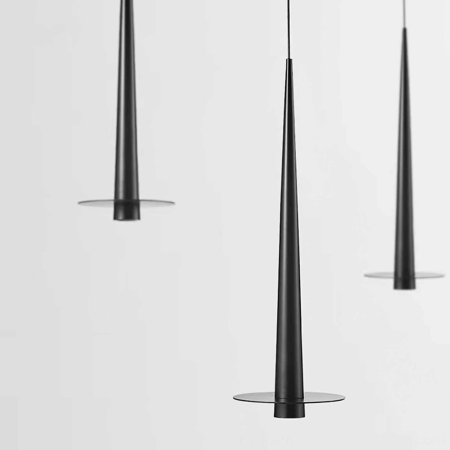 Toronto black pendant lamp multiple sizes - three conical pendants in matte black finish