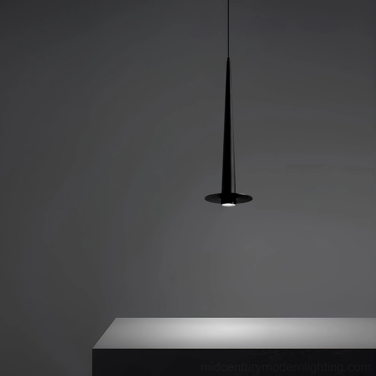 Toronto black pendant lamp side angle - modern minimalist console table styling