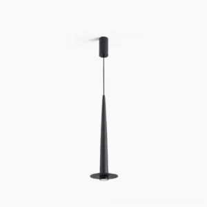 Toronto black pendant lamp front view - minimalist conical metal design on white background