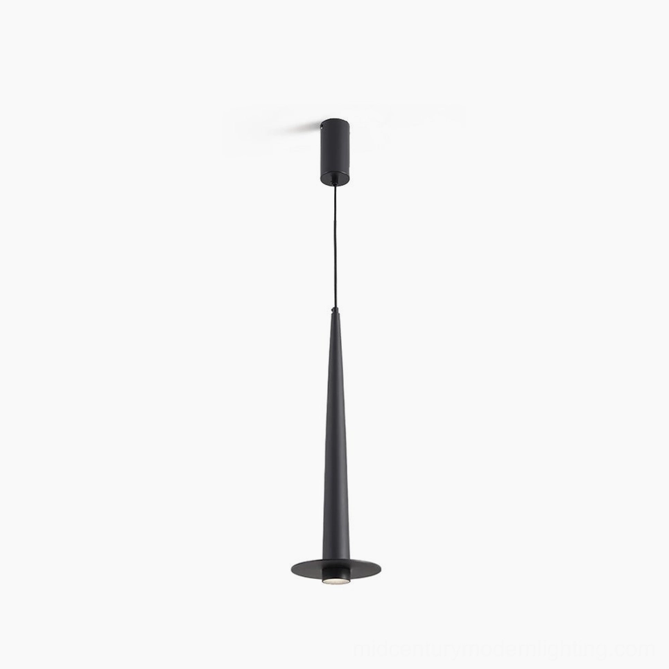 Toronto black pendant lamp front view - minimalist conical metal design on white background
