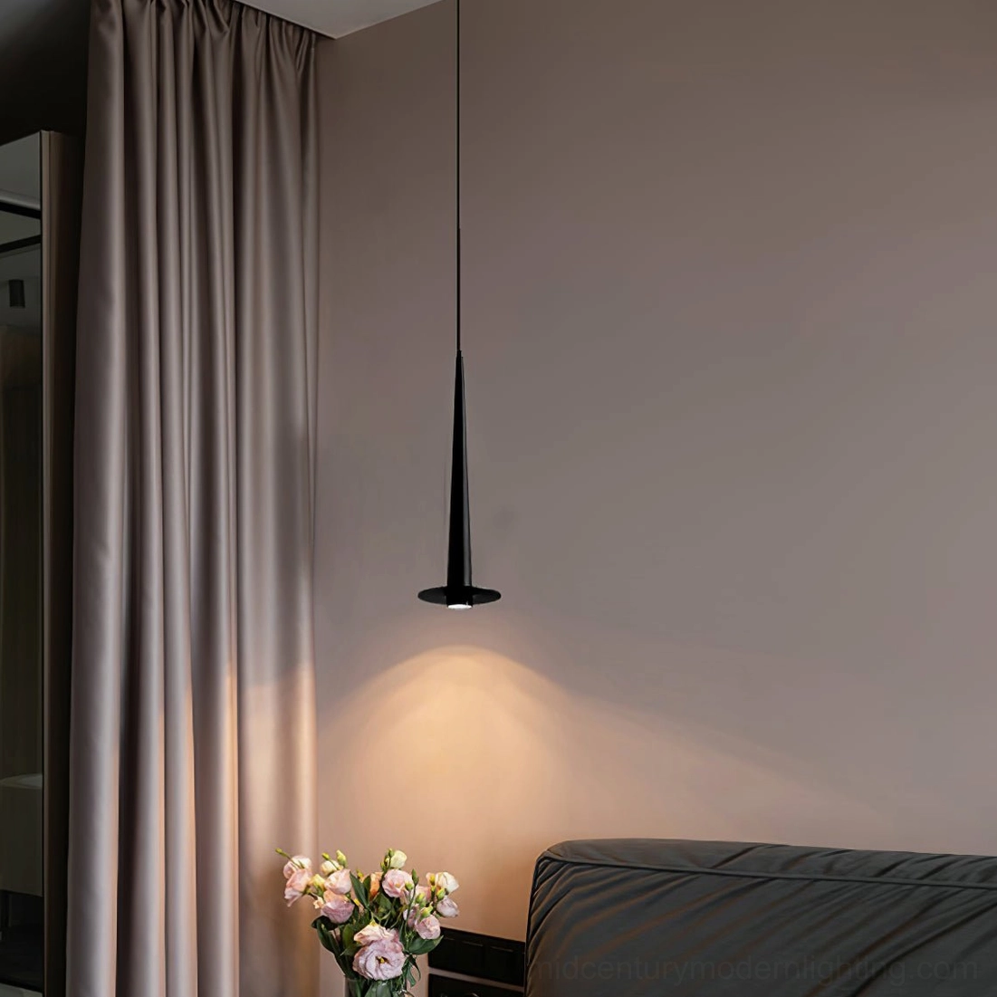 Toronto black pendant lamp living room - warm ambient lighting modern sofa floral decor