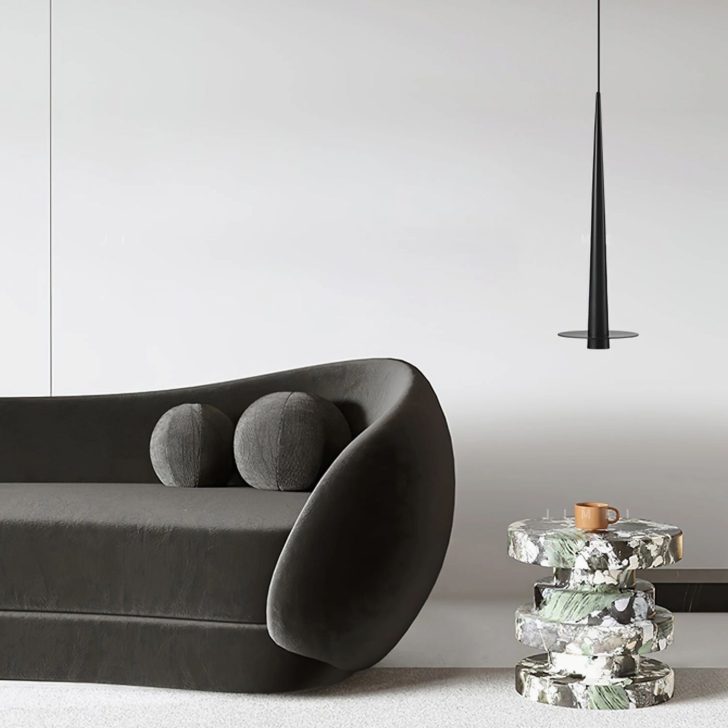 Toronto black pendant lamp monochrome room - minimalist tapered design contemporary aesthetic