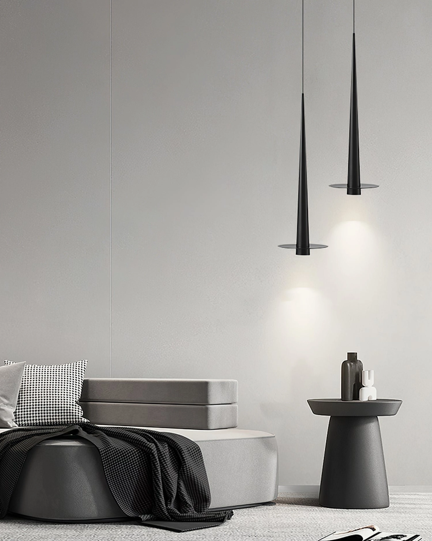 Toronto black pendant lamp clustered - multiple pendants staggered height modern space