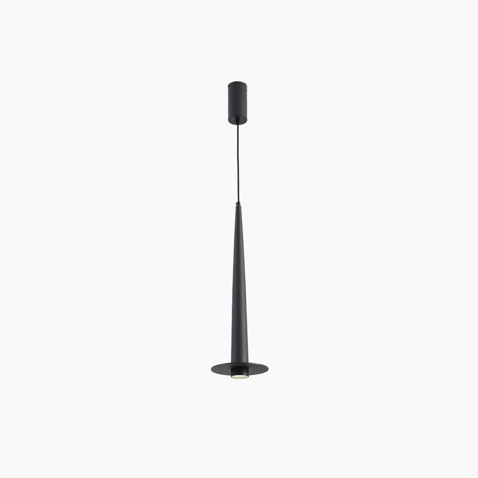 Toronto black pendant lamp product showcase - complete view matte metal tapered fixture