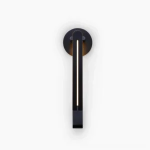 Torpedo LED wall sconce in matte black finish, front view on white background showcasing elongated minimalist brass-inspired design