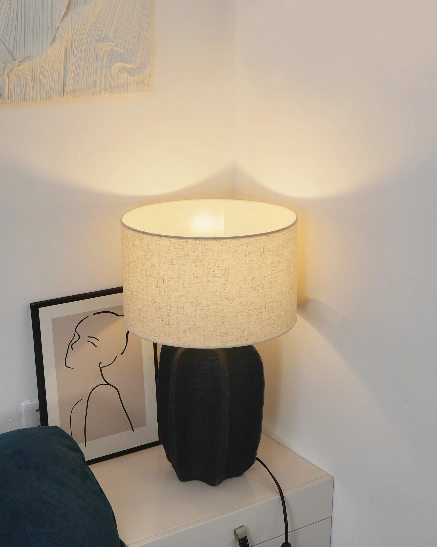 Torso table lamp architectural form mid-century modern design aesthetic